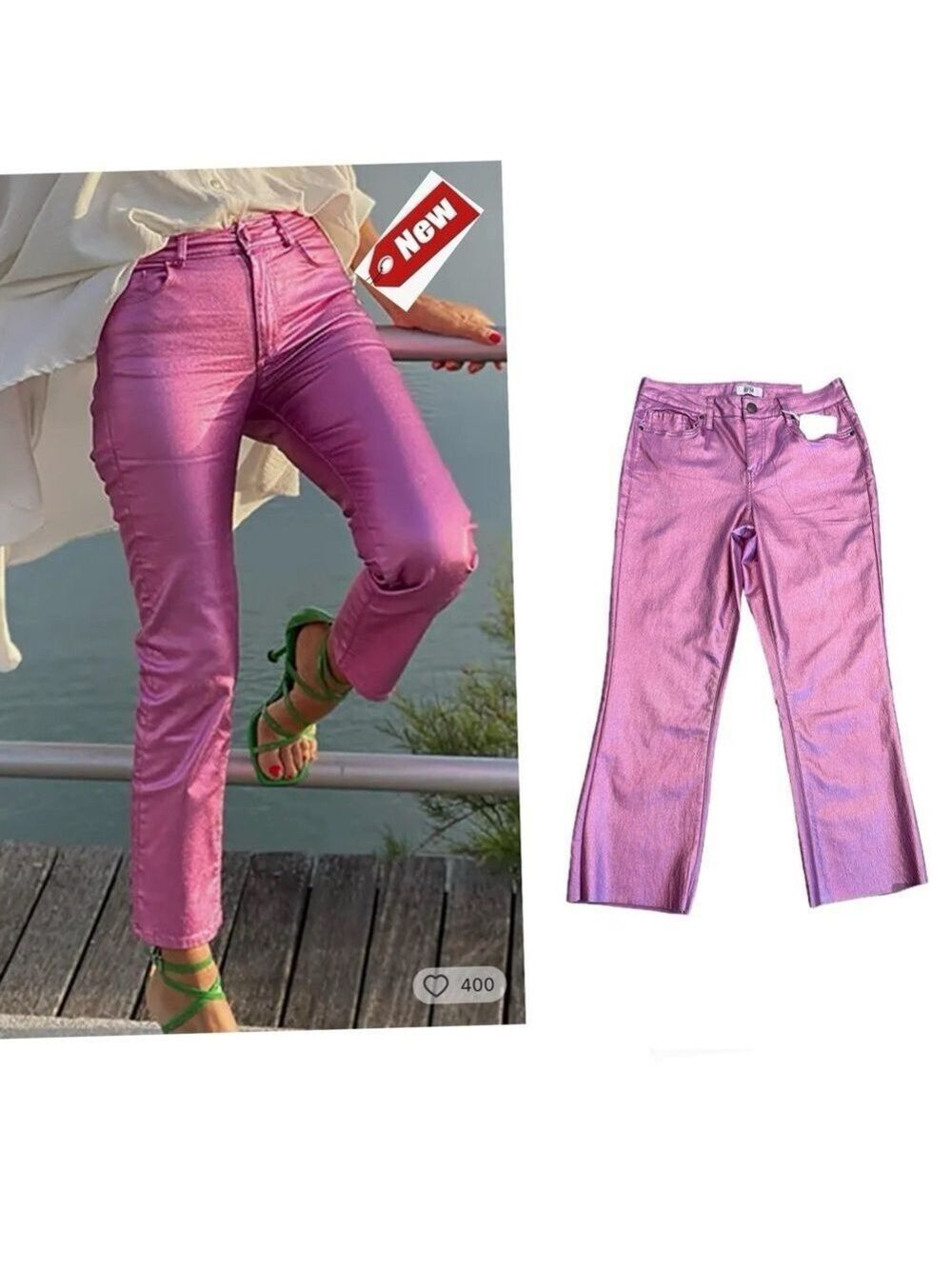 Royalty For Me RFM pink metallic foil stretchy slim fit jeans pants NWT